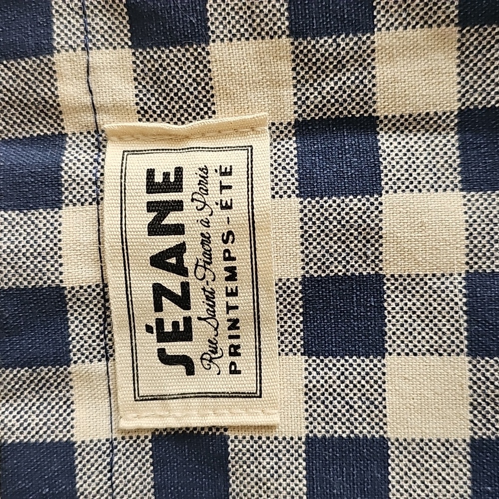 Sezane Printemps-Ete Tote Bag Blue Tan NWOT - Picture 2 of 4